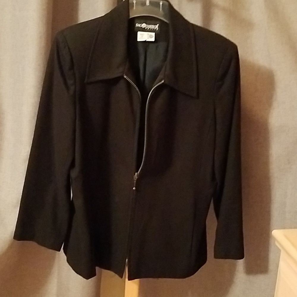 Black wool zipper Blazer